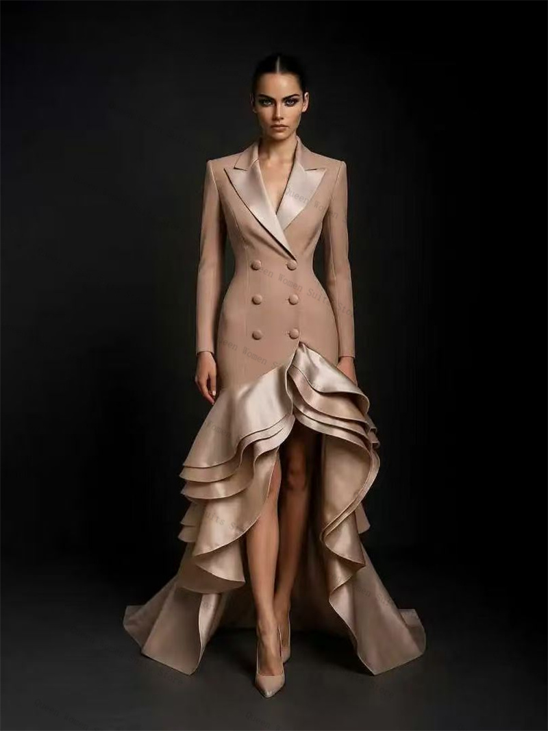 Women Formal Wear Coat - Champagne Women Suit 1 Piece Long