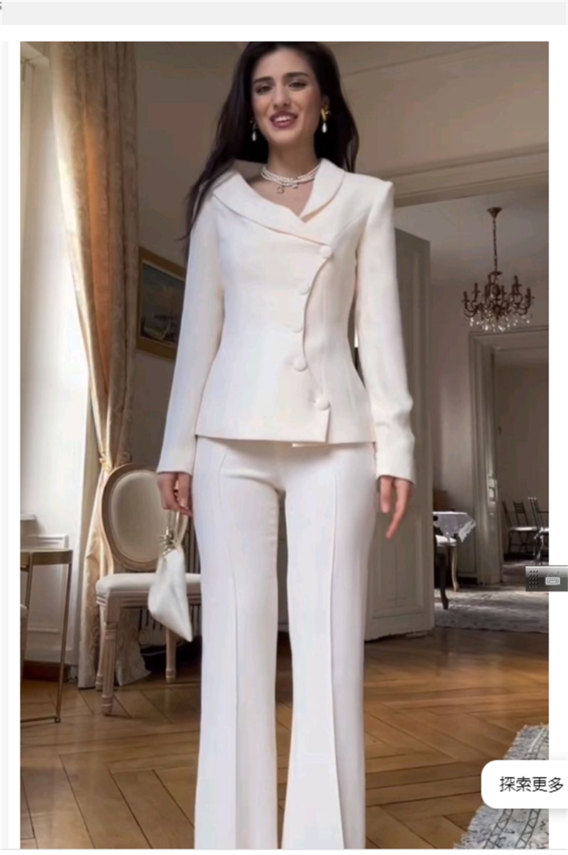 White Women Suits Set 2 Piece  - Women Formal Wear Coat ulasan dan harga