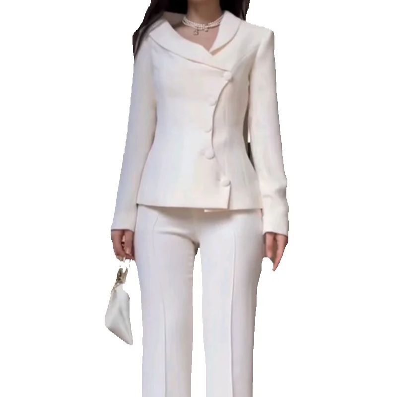 White Women Suits Set 2 Piece  - Women Formal Wear Coat ulasan dan harga