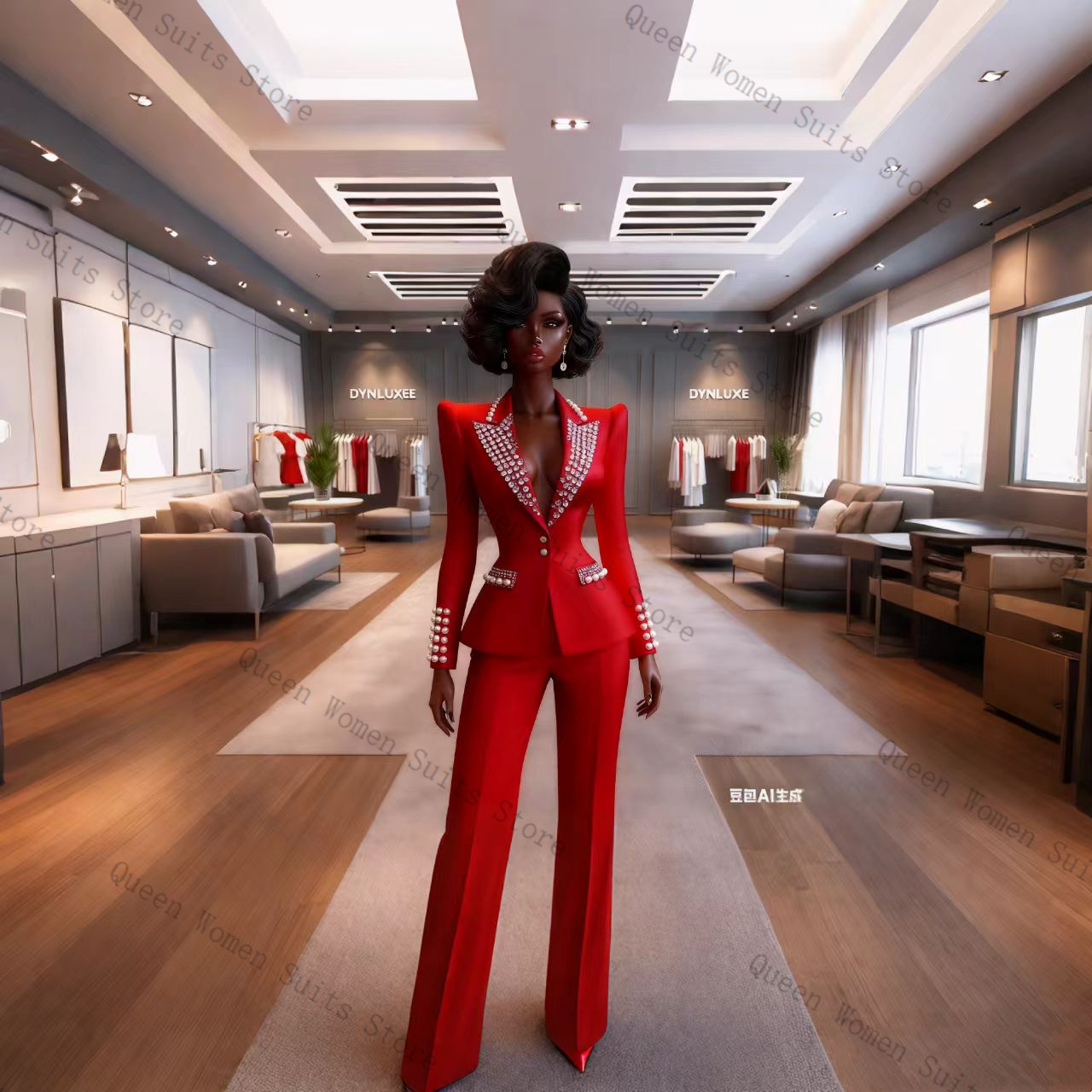 Pearls Red Women Suit Pants Se - Women Formal Wear Coat ulasan dan harga