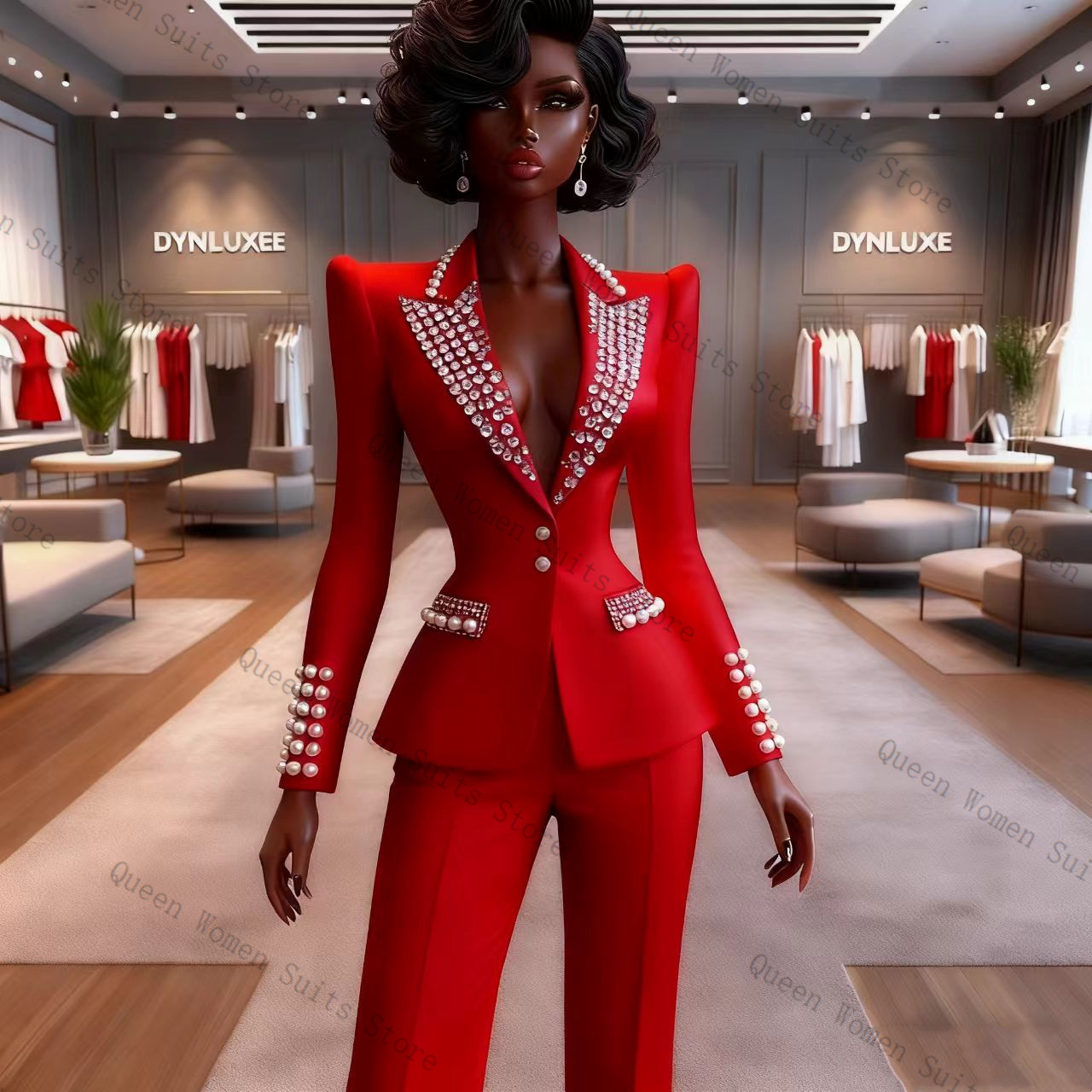 Pearls Red Women Suit Pants Se - Women Formal Wear Coat ulasan dan harga