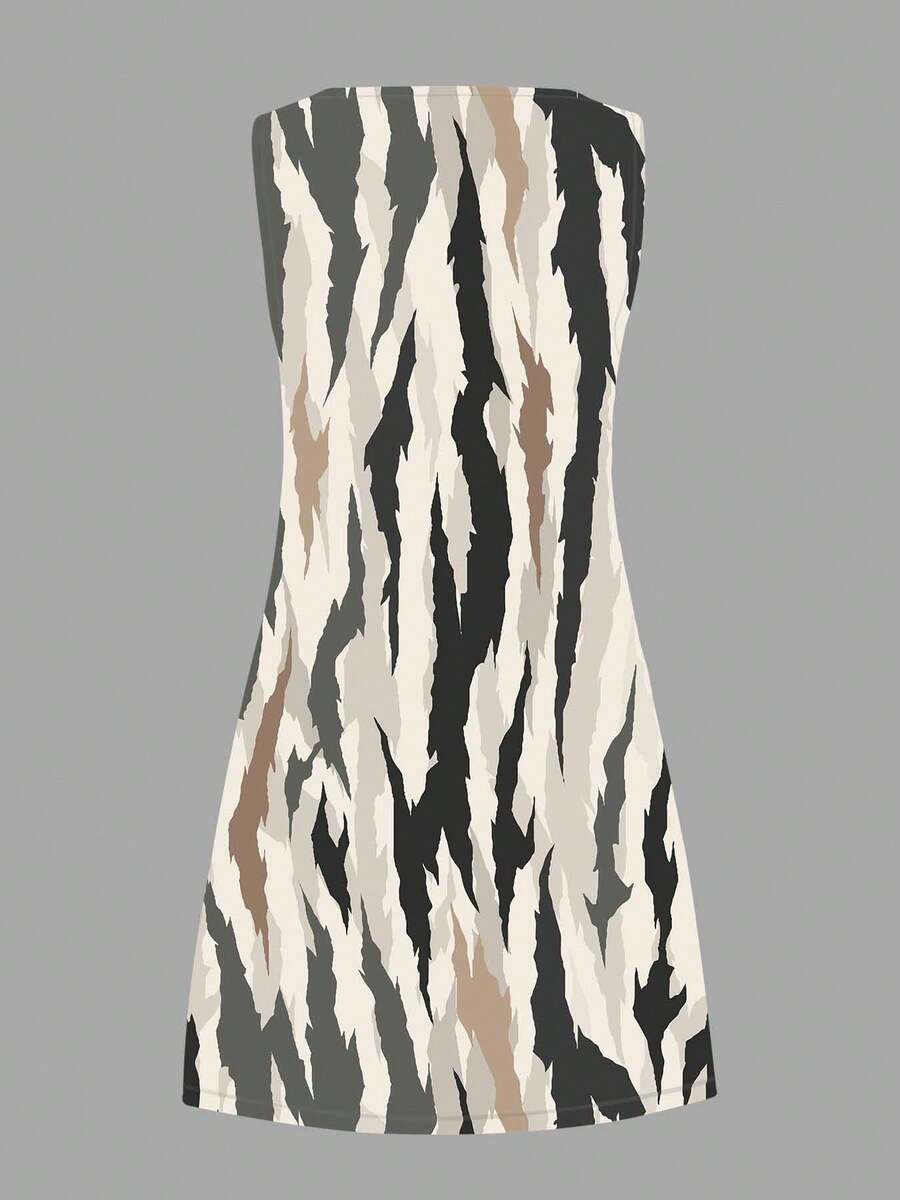 Sleeveless Abstract Print Shif - Shift Dress Sleeveless ulasan dan harga