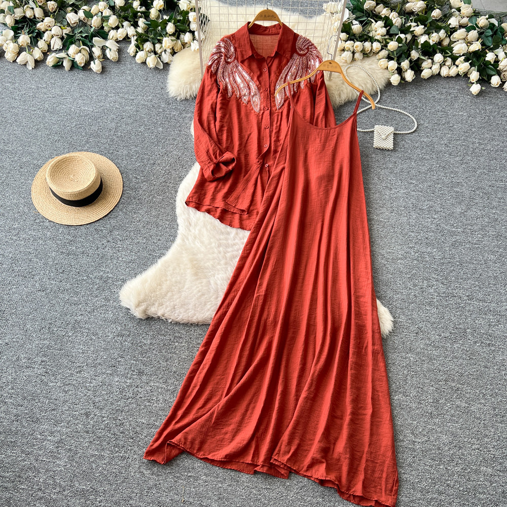Women Two Piece Sets Dress Set - Shift Dress Sleeveless ulasan dan harga