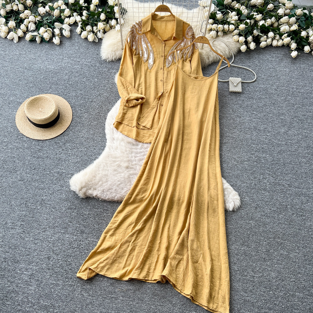 Women Two Piece Sets Dress Set - Shift Dress Sleeveless ulasan dan harga