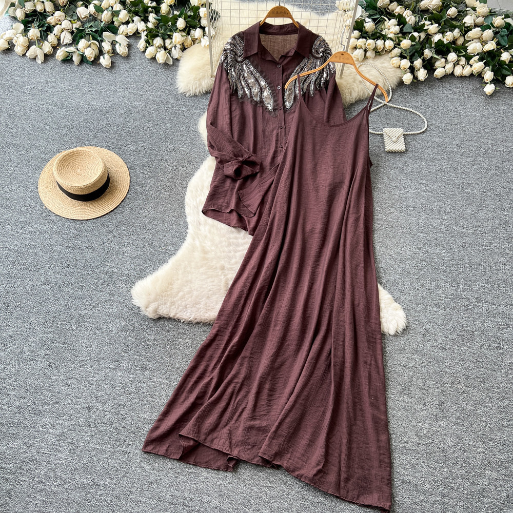 Women Two Piece Sets Dress Set - Shift Dress Sleeveless ulasan dan harga