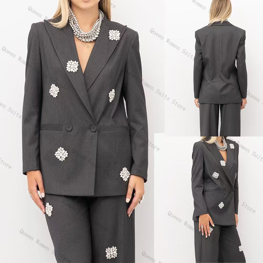 Grey Women Suit Set 2 Piece Cr - Women Formal Wear Coat ulasan dan harga