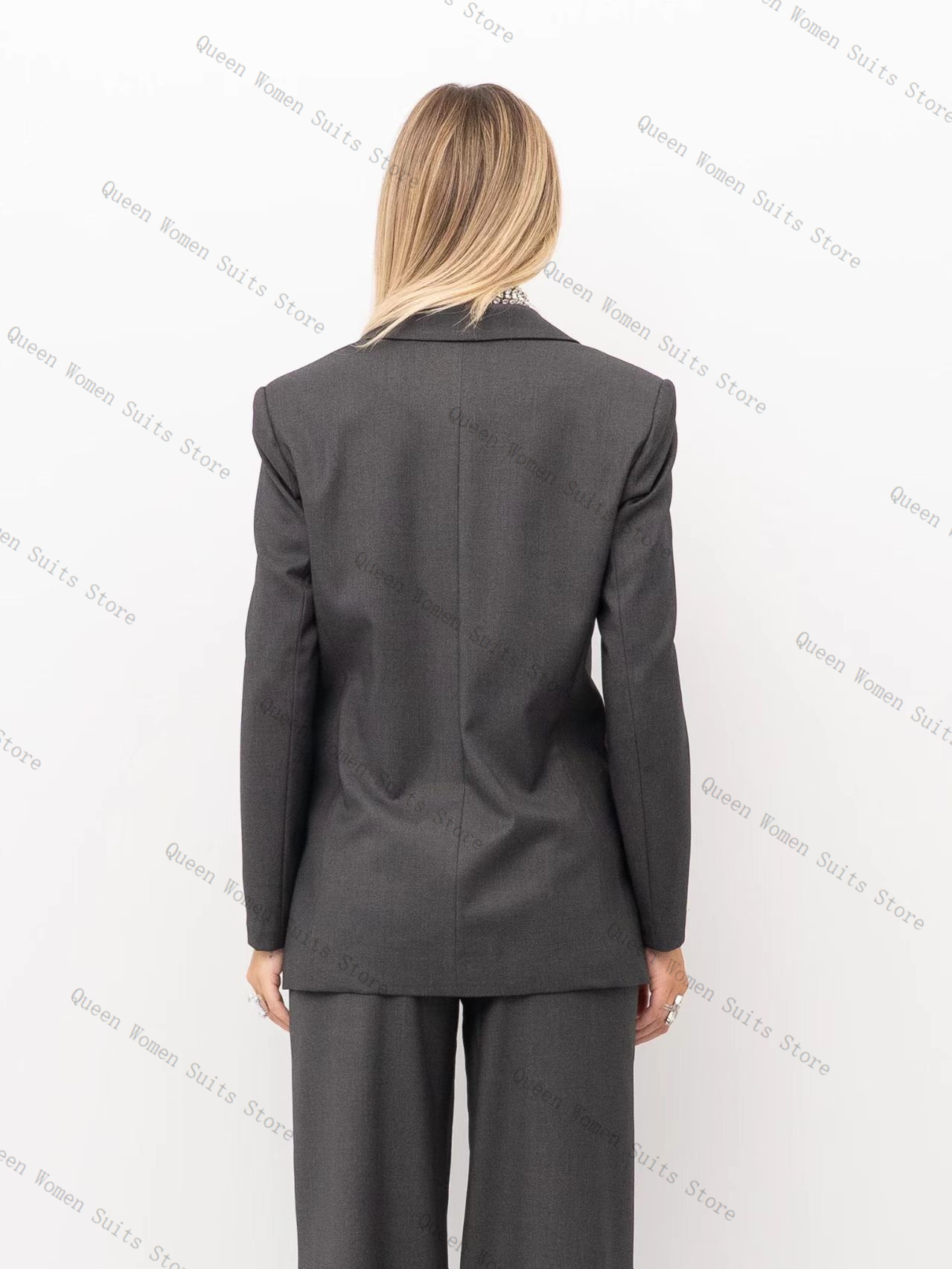 Grey Women Suit Set 2 Piece Cr - Women Formal Wear Coat ulasan dan harga