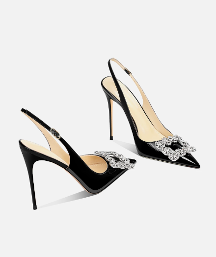 Black rhinestone square buckle - Women'S Work Fashion ulasan dan harga