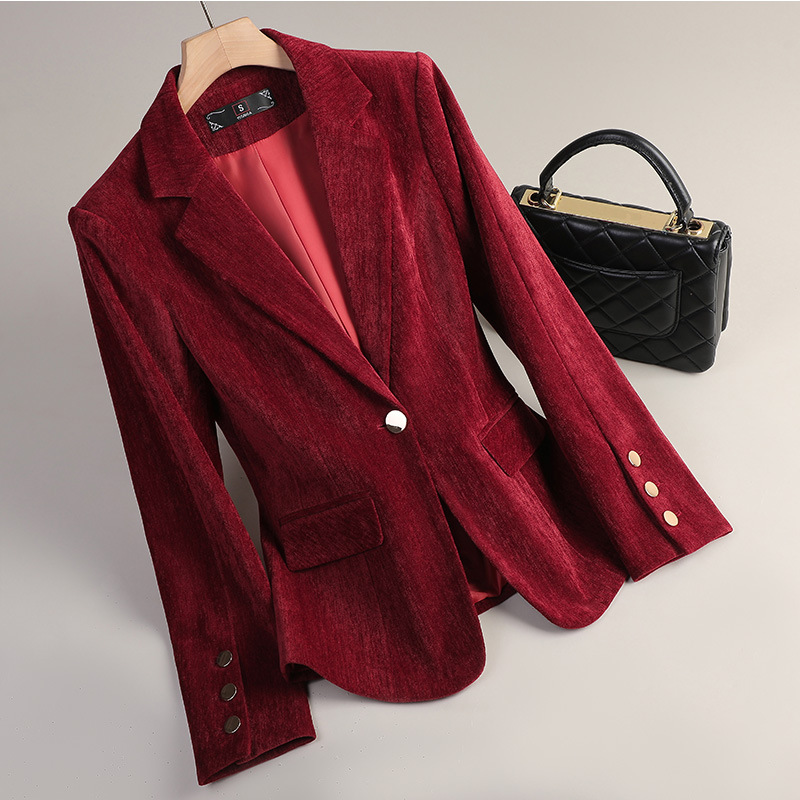 Yellow Gold Velvet Blazer Wome - Women'S Formal Wear Suits ulasan dan harga