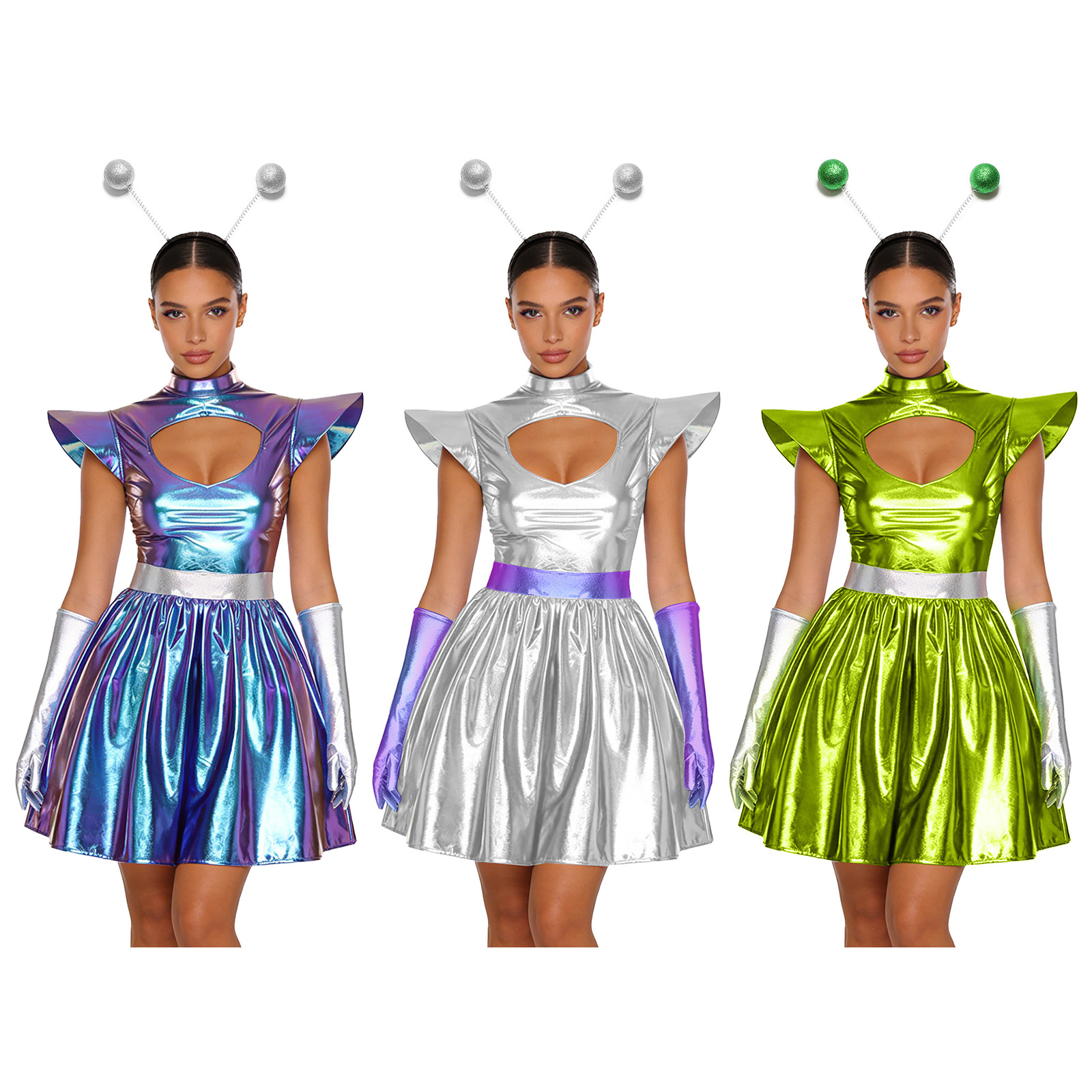 Women Shiny Alien Outerspace C - Shift Dress Sleeveless ulasan dan harga
