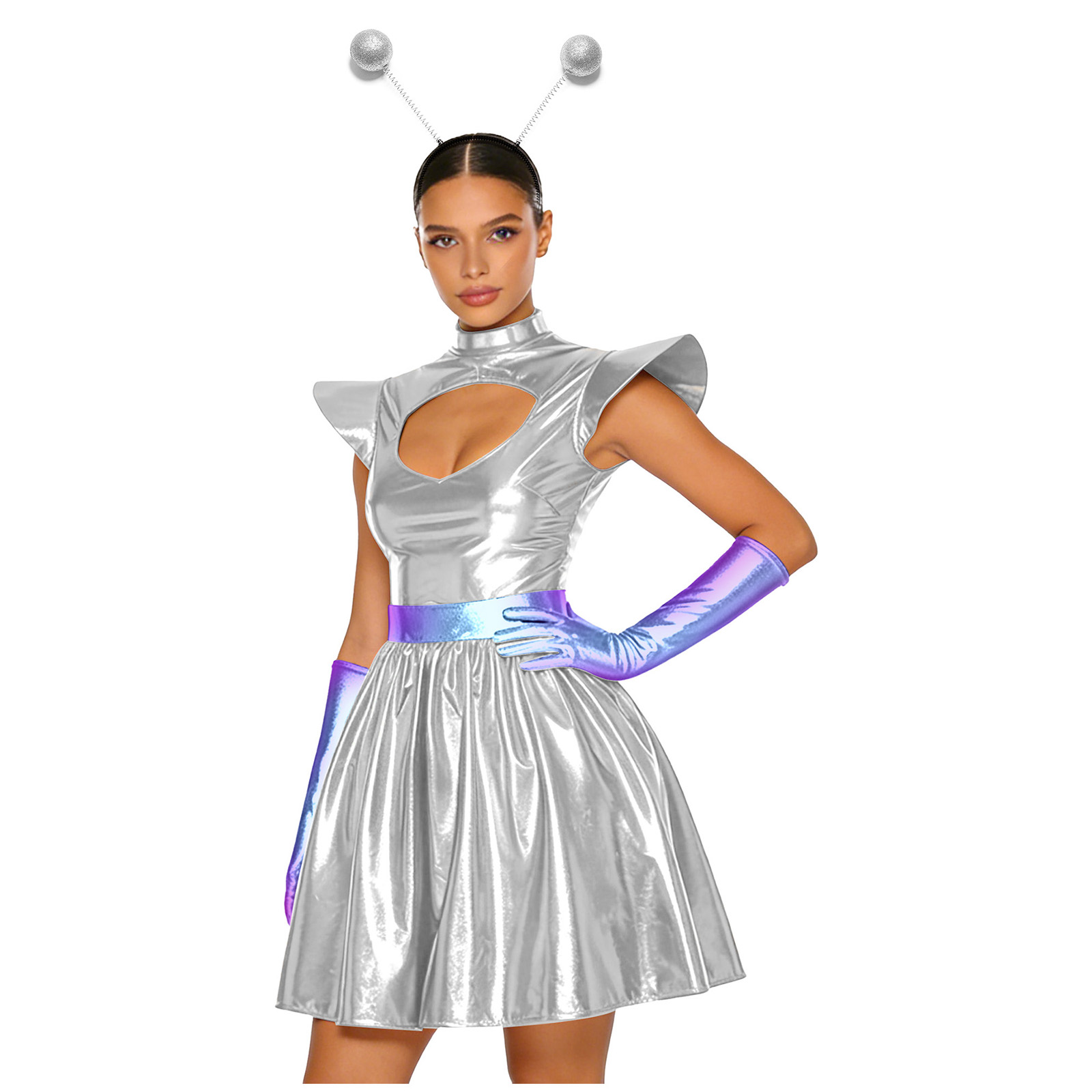 Women Shiny Alien Outerspace C - Shift Dress Sleeveless ulasan dan harga