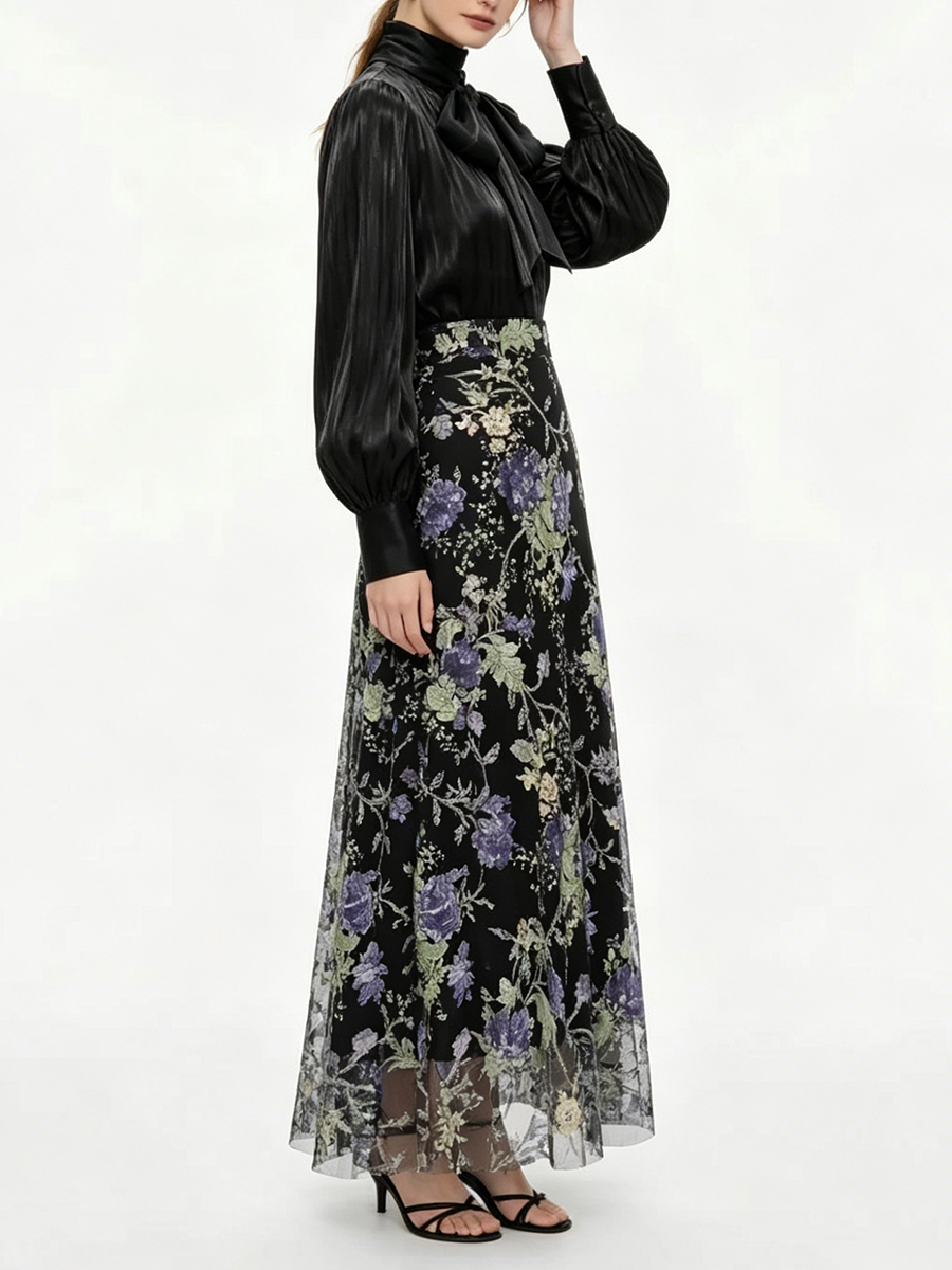 VGH Elegant Chic Black Floral  - Women'S Formal Wear Suits ulasan dan harga