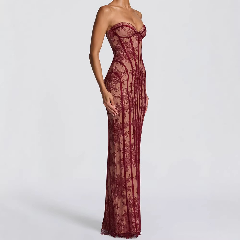 Strapless Bodycon Maxi Dress f - Shift Dress Sleeveless ulasan dan harga