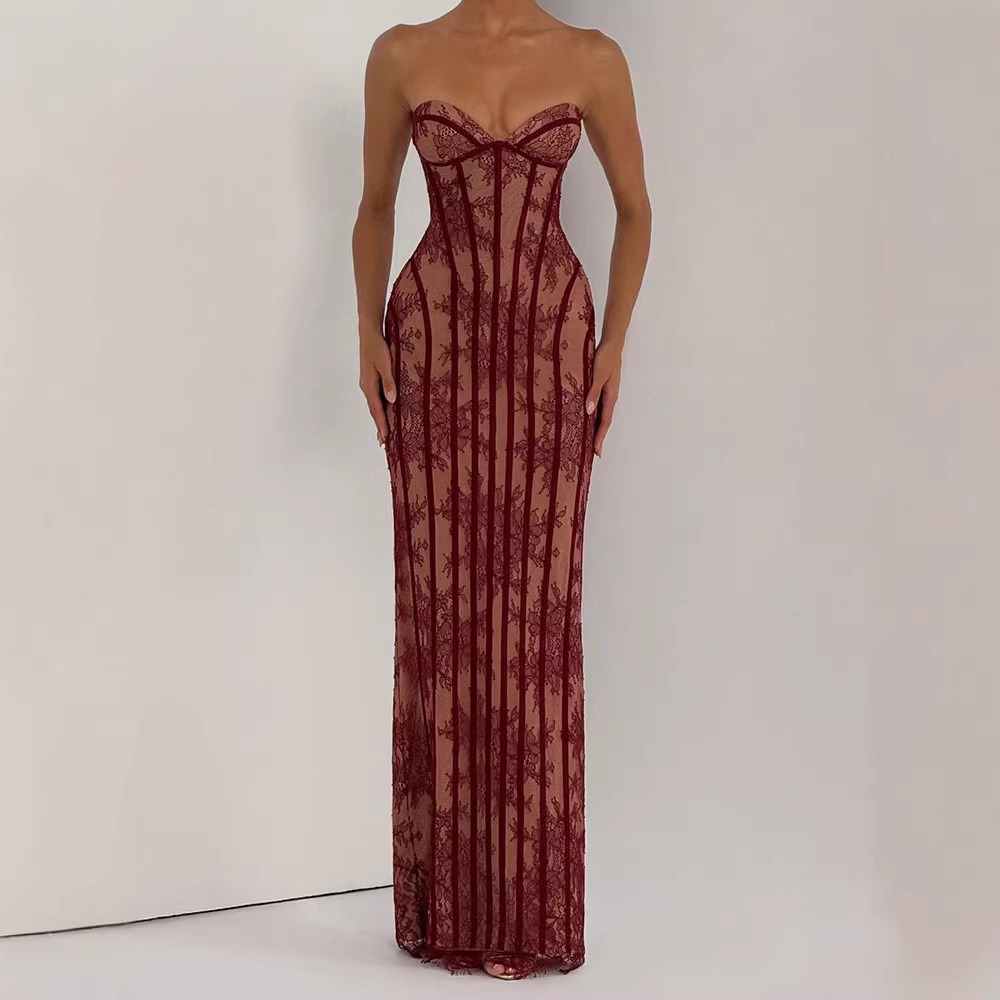 Strapless Bodycon Maxi Dress f - Shift Dress Sleeveless ulasan dan harga