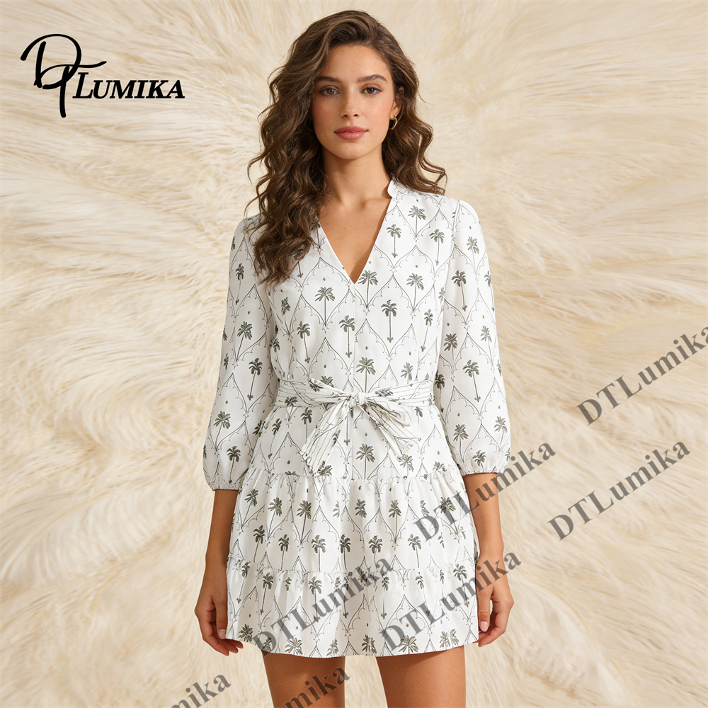 DTLumika Palm Tree Print Wrap  - Women'S Formal Resort Wear ulasan dan harga