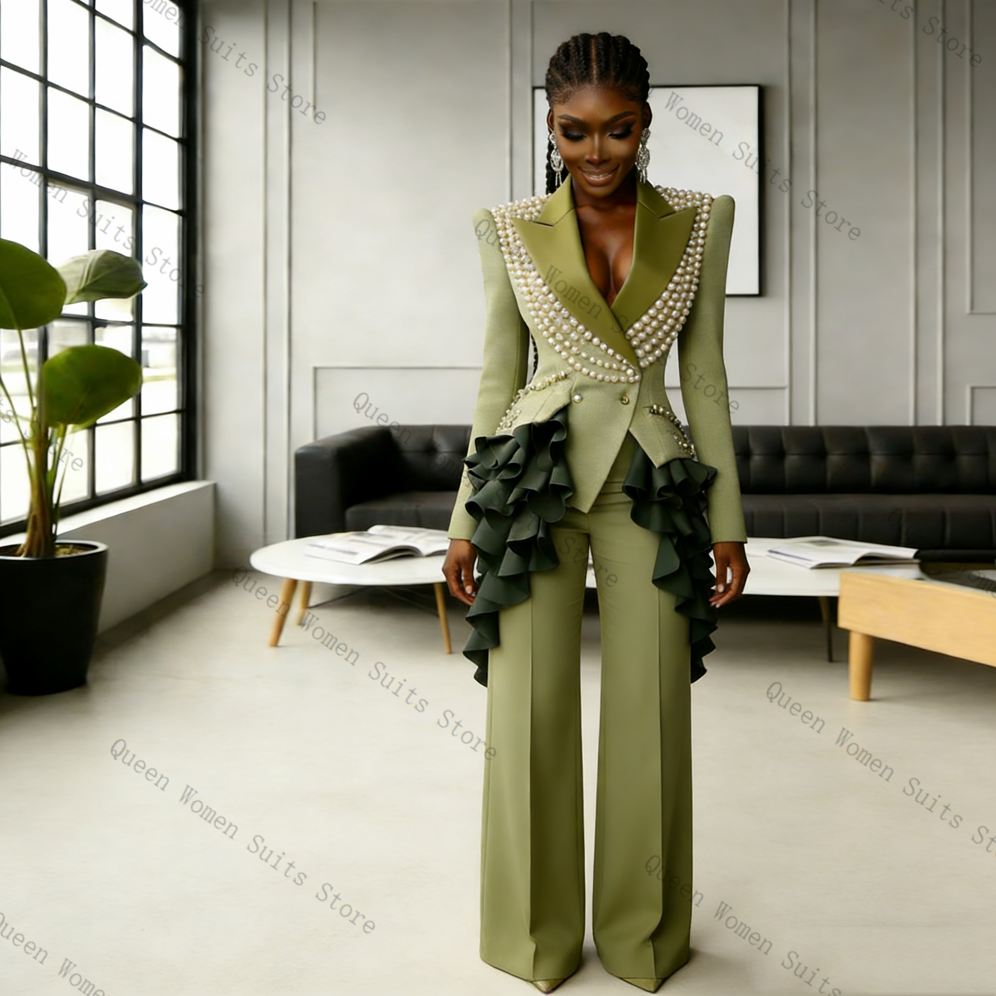 Luxury Pearls Women Suit Pants - Women Formal Wear Coat ulasan dan harga
